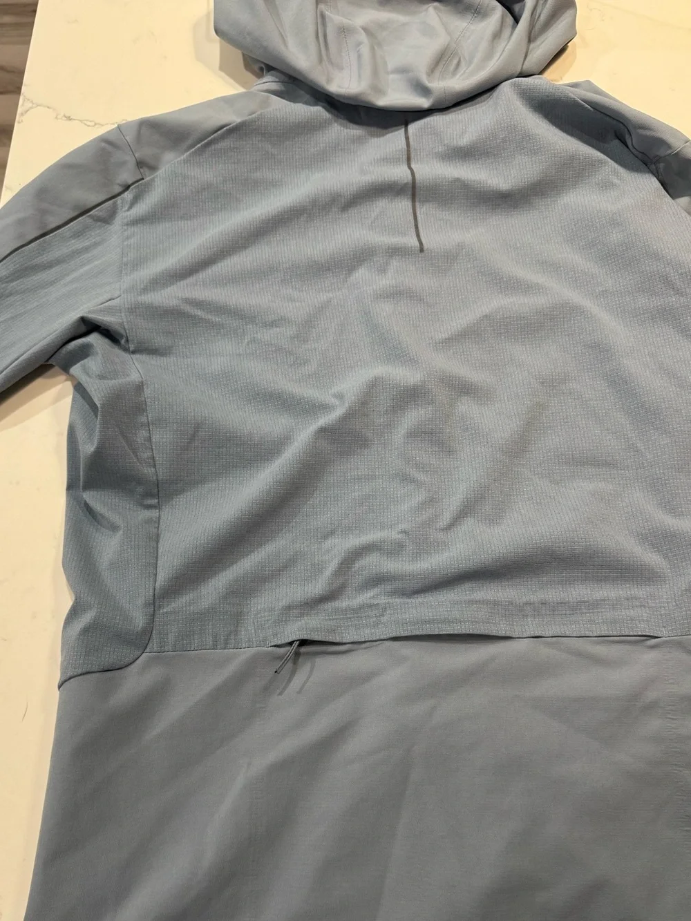 Men's Light Blue Hooded Rain Jacket
